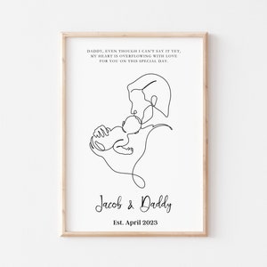 Custom Father&#39;s Day Gift, Me and Dad Print, Personalised Line Art