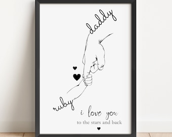 Custom Father's Day Gift, Personalised Dad Print, Custom Family Name Artwork