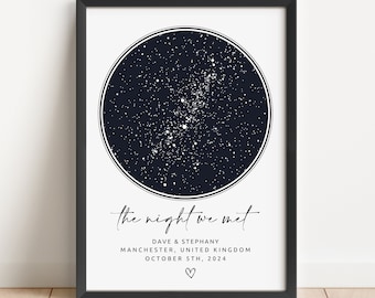 Custom Star Map Anniversary Gift Print, The Night We Met