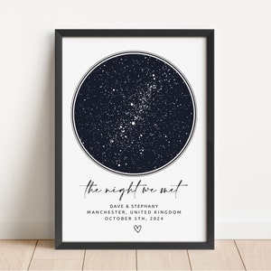 Impresión personalizada del aniversario del mapa de estrellas, regalo de boda, regalo del mapa de estrellas de la noche que conocimos