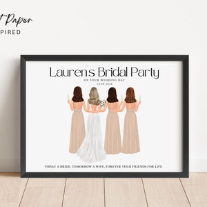 Bridal Party gift, Personalised Wedding gift, Custom bridal party print, Bridesmaid Print, Bridesmaid gift, Bride Gift,