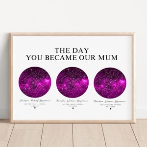 Regalo de Navidad para mamá, regalo de cumpleaños personalizado para mamá, mamá, el día que te convertiste en mi mamá, impresión de mapa estelar