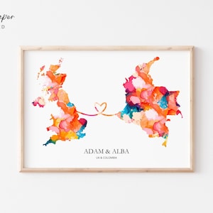 Personalised Map Print, Unique Gift For Long Distance Relationship, Wedding Gift For Newly Weds, Gift For Her Him