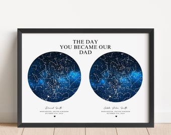 On The Day You Became My Daddy, Personalised Star Map Print, Custom Father's Day Gift,