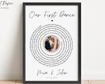 Personalised First Dance Song Lyrics Print, Wedding Gift
