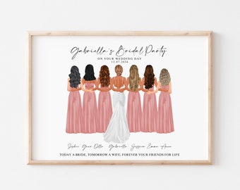 Personalisierter Brautparty Print, Brautjungfer Hochzeitsgeschenk