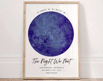 Gepersonaliseerde sterrenkaartprint, The Night We Met Star Map Gift, jubileumhuwelijkscadeau STAR2