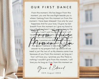 パーソナライズされた結婚式の歌詞プリント、ファーストダンスの記念日ギフト
