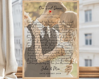 Personalized Wedding Song Lyrics Print, First Dance Anniversary Gift