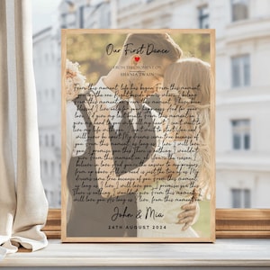 Custom Wedding Song Lyrics, Our First Dance, Our Song Personalised Print, Paper Anniversary, Music Wall Art, First Dance Song Lyrics