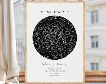 Custom Star Map Print, Anniversary Gift, The Night We Met