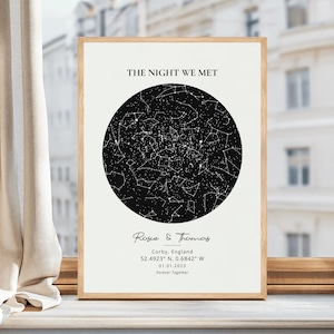Impresión de mapa estelar personalizada, regalo de aniversario de bodas, regalo de mapa estelar de La noche en que nos conocimos