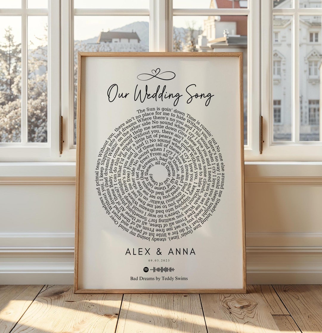 Custom Song Lyrics Print Anniversary Gift for Wife Husband - Etsy