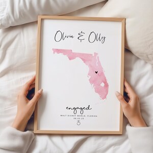 Aquarell Verlobung Karte Druck, personalisierte Verlobung Geschenk, personalisierte Karte Druck, personalisierte Verlobung Druck