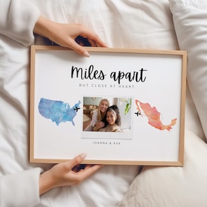 Cadeau éloigné mais proche, cadeau d'amitié longue distance, cadeau de déménagement à l'étranger pour un ami, impression de carte personnalisée