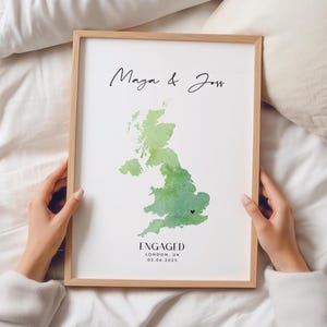 Aangepast verlovingscadeau | Gepersonaliseerde kaartprint stel | Kunst verlovingsaankondiging | Verlovingscadeau voor stel
