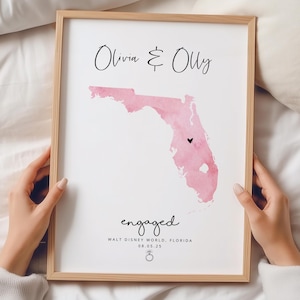 Aquarel verlovingskaartafdruk, gepersonaliseerd verlovingscadeau, gepersonaliseerde kaartafdruk, gepersonaliseerde verlovingsafdruk