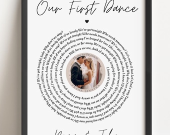 Personalised First Dance Song Lyrics Print, Wedding Gift