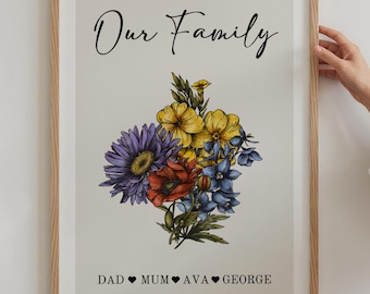 Custom Our Family Print, Birthday Gift For Mum, Mother's Day Gift