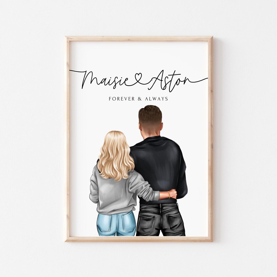 Personalised Couple Portrait Print, Anniversary Gift - Etsy