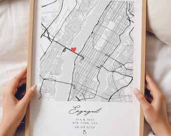 Personalised Engagement Map Print, Engagement Gift for Couple, Custom Location Artwork, Newly Engaged Gift, Romantic Wall Decor