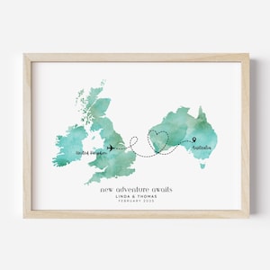 Umzug ins Ausland Geschenk, Aquarell Karte, neue Abenteuer erwartet, Familie Umzug Geschenk