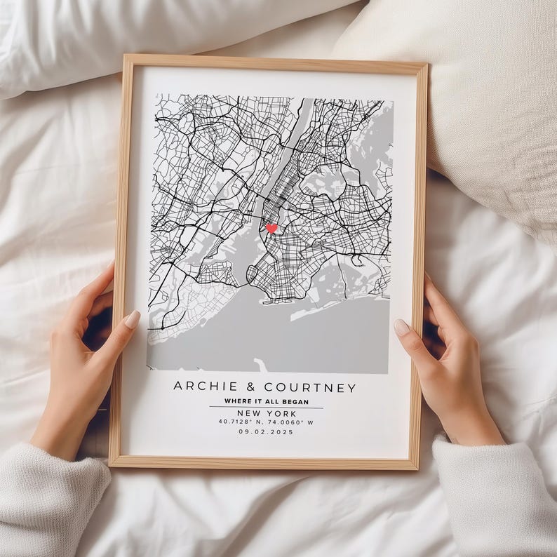 Ellice Archie R M. Maps Personalised Couple Location Map Print, Engagement Gift - Etsy