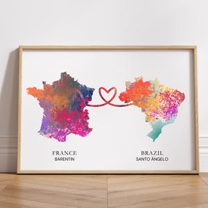 Impression personnalisée de deux cartes, deux pays au choix