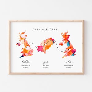 Cadeau d'anniversaire personnalisé pour elle et lui, impression de carte de mariage, fiancés et mariés, cadeau pour un couple juste marié, impression de couples, impression de notre histoire jusqu'à présent
