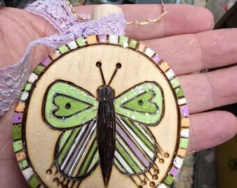Custom Wood Burned Butterfly Ornament Can be personalized