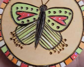 Custom Wood Burned Butterfly Ornament Can be personalized