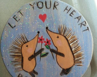 Wood burned Hedgehog or porcupine Christmas  ornament