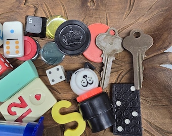 Found Object & Game pieces lot for Mixed Media Assemblage Art