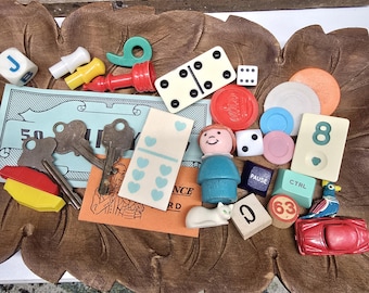 Found Object & Game pieces lot for Mixed Media Assemblage Art