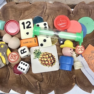 Found Object & Game pieces lot for Mixed Media Assemblage Art