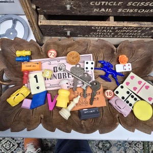 Found Object & Game pieces lot for Mixed Media Assemblage Art