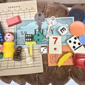Found Object & Game pieces lot for Mixed Media Assemblage Art