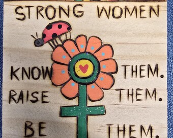 Wood Burned Strong Women Christmas Ornament or Home Decor