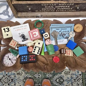 Found Object & Game pieces lot for Mixed Media Assemblage Art
