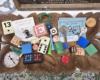 Found Object & Game pieces lot for Mixed Media Assemblage Art