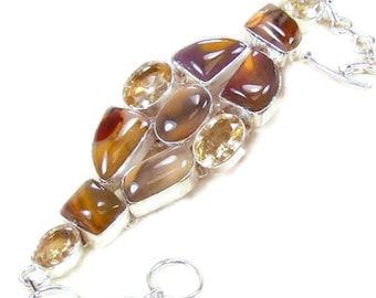 Jasper and Citrine Sterling Silver Bracelet