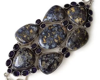 Blue Jasper and Iolite Sterling Silver Bracelet