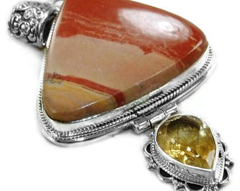 Jasper and Citrine Sterling Silver Pendant