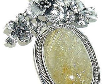 Golden Rutilated Quartz Sterling Silver Pendant