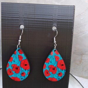 Floral teardrop shaped earrings, Gift for mom