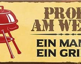 schildkreis24 – Aimant barbecue amusant avec inscription « Profi am Werk » idée cadeau déco homme femme 9,3 x 4 cm