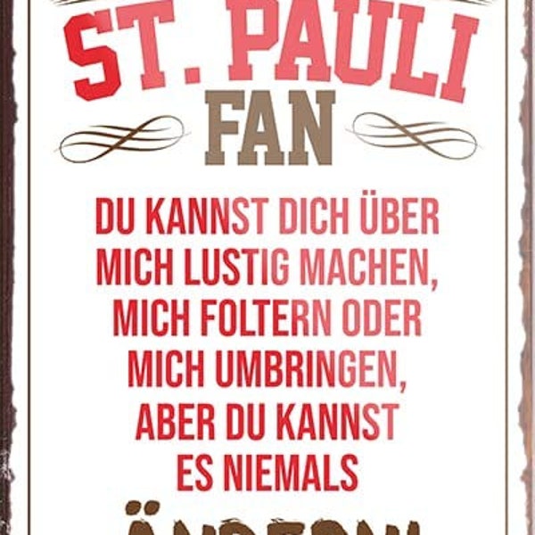 St.Pauli Fan" Magnet Fußball Sport Verein Deko Kühlschrankmagnet 9x6 cm