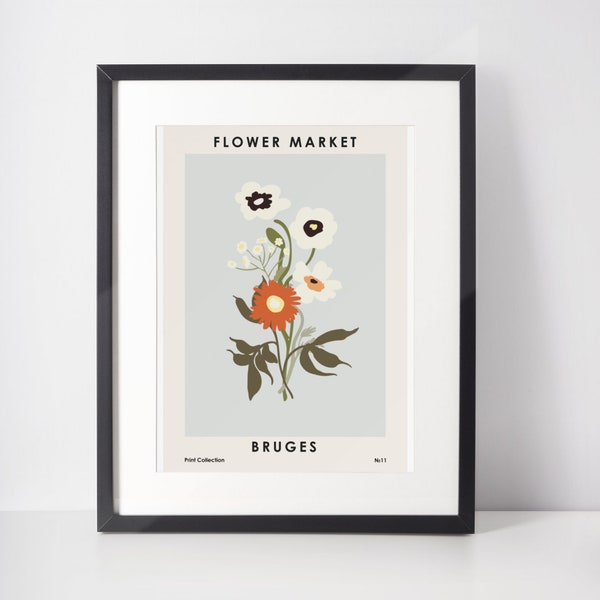 Elegant Blossoms of Bruges: Captivating Flower Market, No. 11,Minimalist Flower Market Art Poster, Floral Housewarming Gift, A1/A2/A3/A4/A5