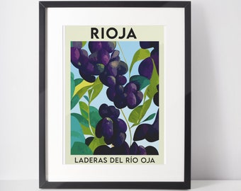 Rioja Vineyard Bounty - Laderas Del Río Oja Vine Inspired Art Poster, Floral Housewarming Gift, A1/A2/A3/A4/A5