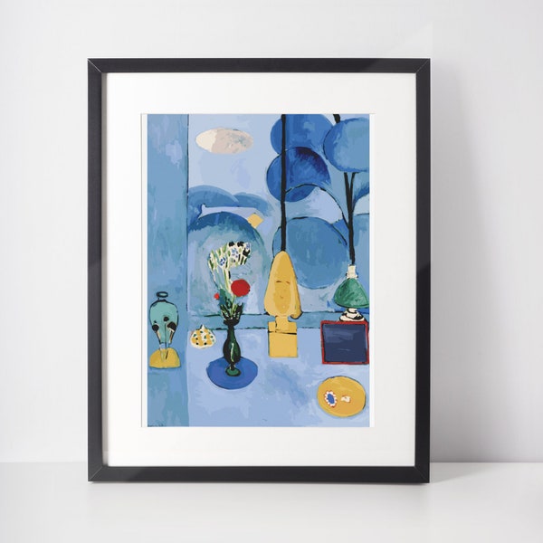 Matisse The Blue Window - Serene Still Life Art Print, A1/A2/A3/A4/A5, Minimalistic, Abstract, Contemporary Art, Office, Home Decor Gifts